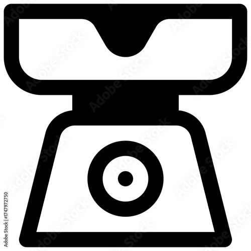 Kitchen scale. Outlined stroke vector icon with black-filled details.