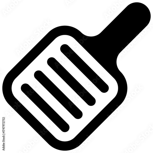 Grill pan. Outlined stroke vector icon with black-filled details.