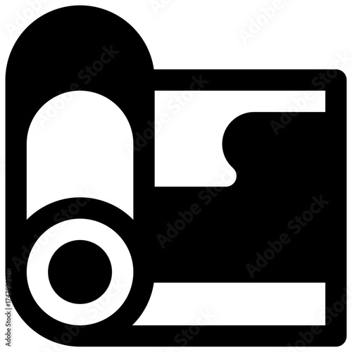 Aluminium foil. Outlined stroke vector icon with black-filled details.