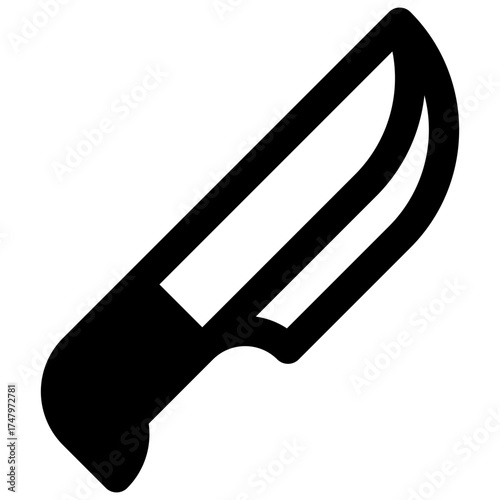 Knife. Outlined stroke vector icon with black-filled details.