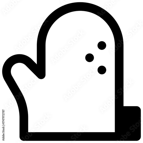 Oven mitt. Outlined stroke vector icon with black-filled details.