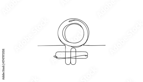 A simple line drawing of the female gender symbol. The design is minimalistic, featuring a circle on top of a cross, representing femininity and gender equality