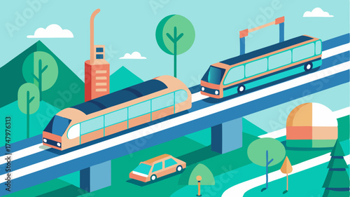 A multilayered transportation system showcasing highspeed hyperloop stations integrated bicycle highways and smart traffic signals that adapt to realtime conditions.