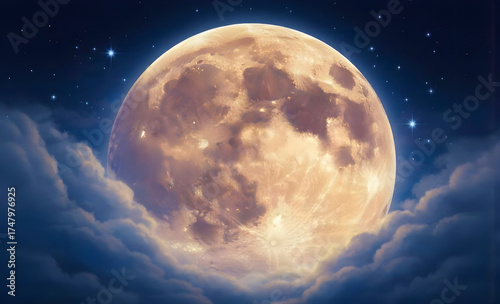 Wallpaper Mural Dreamy Full Moon Above the Clouds Torontodigital.ca
