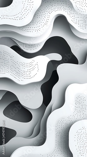 Abstract Layered Paper Cutout Style in White and Grey Gradient Texture Design