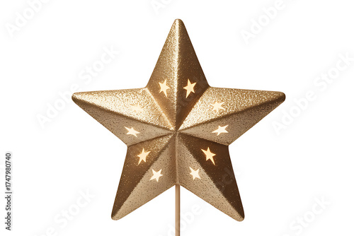 Golden star ornament with sparkling accents, radiating festive cheer and celebratory spirit.