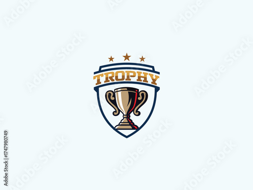 Trophy logo design vector template 
