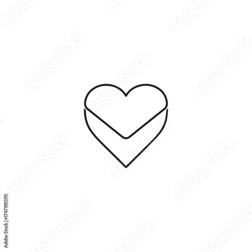 Vector art of stylized heart shape with a folded layer, representing love, affection, and hidden feelings