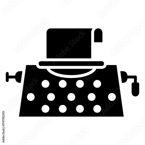 Stenographer Typewriter Solid Glyph Icon