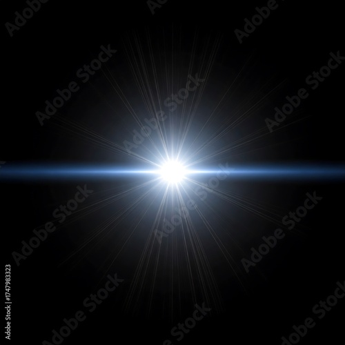 Bright light burst with a horizontal light streak