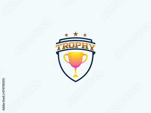 Trophy logo design vector template 