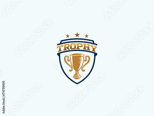 Trophy logo design vector template 