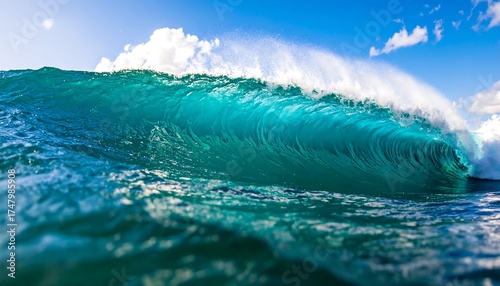 Fototapeta Naklejka Na Ścianę i Meble -  Powerful turquoise wave cresting