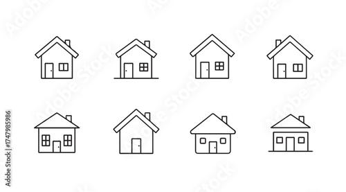 Collection of hand drawn house icons simple sketches representing residential buildings and home ownership concepts vector