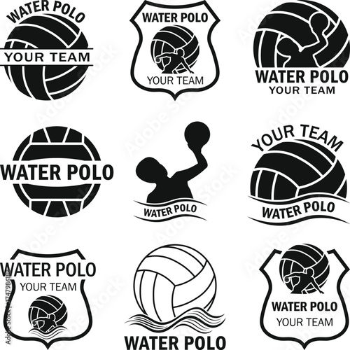 Water polo logo vector icon design. Sport water polo Ball Silhouette, Isolated Water polo on a white background