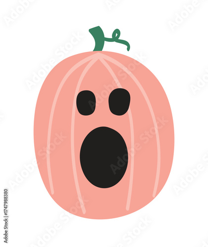 Cute pumpkin lantern. Halloween icon. Vector illustration