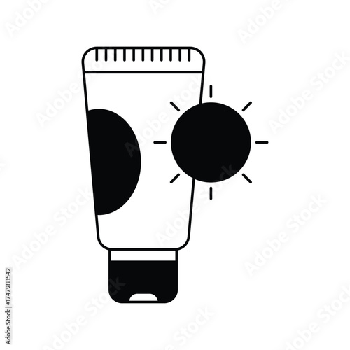 sun cream icon with white background vector stock illustration