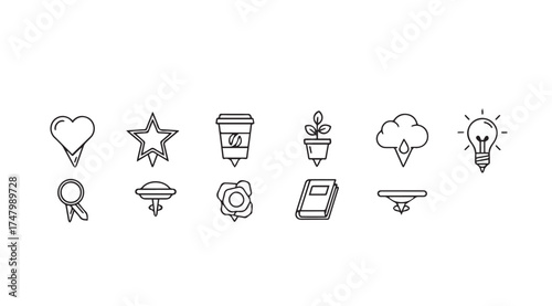 Collection of hand drawn doodle icons representing ideas success technology and inspiration for creative projects vector