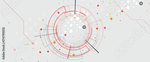 Scientific circle design with technical vector elements technology data background