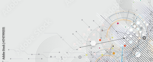 Scientific circle design with technical vector elements technology data background