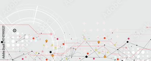 Scientific circle design with technical vector elements technology data background