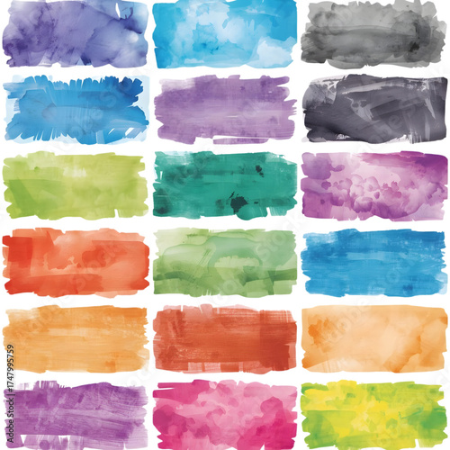 set of different Watercolor paint banner.