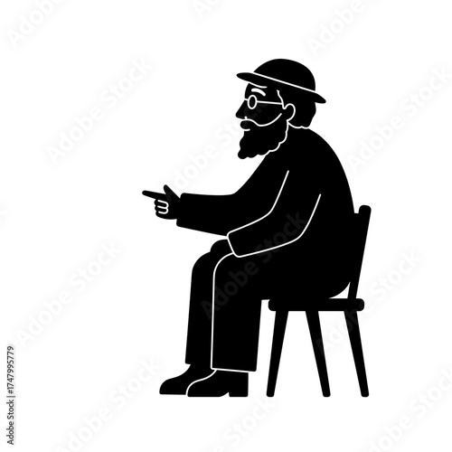 Elderly man telling stories while sitting on a chair for International Men's Day  
