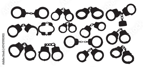 handcuff silhouette white background