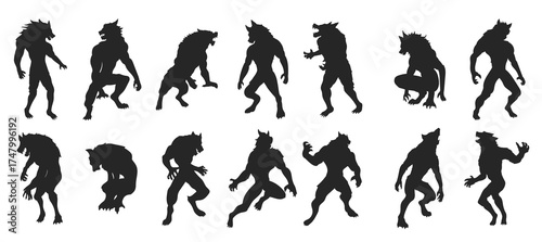 illustration of a howling werewolf silhouette wolfman 