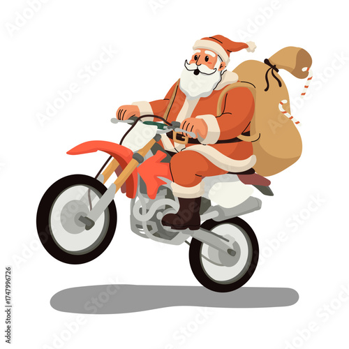 Santa Clause Riding Dirt bike