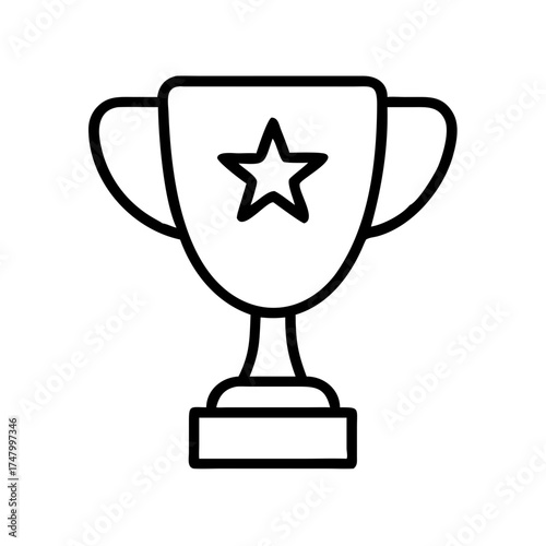 Trophy icon with star design in minimalist line art style  