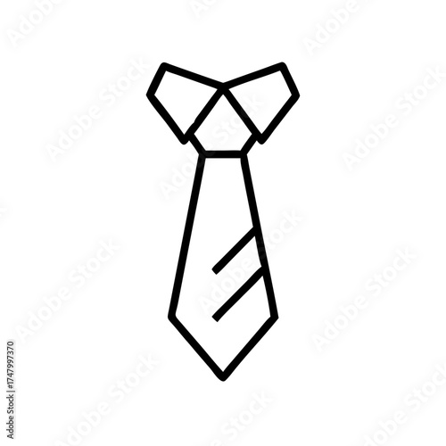 Minimalistic illustration of a tie in black outline design  