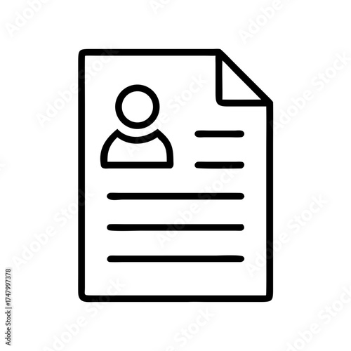 CV document icon depicting resume with personal information template  
