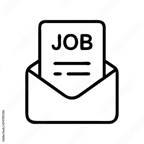 Job offer letter in an envelope with clear text on white background  
