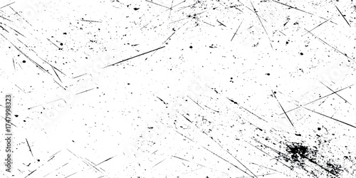 Abstract grunge old stained and dust scratched Black and White Brush Strokes with Artistic Splash Effects with distressed and scary grainy scratched old canvas pattern textured.