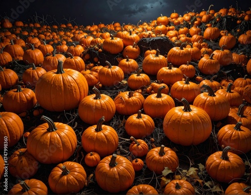 Halloween, festividad internacional del Día de los Muertos. Calabazas y castillos terroríficos.

