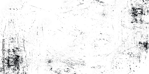 Abstract grunge old stained and dust scratched Black and White Brush Strokes with Artistic Splash Effects with distressed and scary grainy scratched old canvas pattern textured.