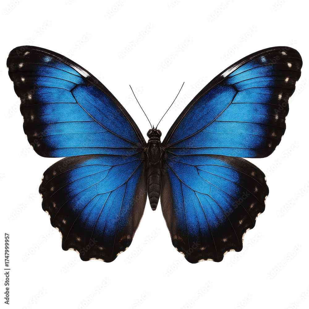 Fototapeta premium Tropical Butterfly Blue Black Wings