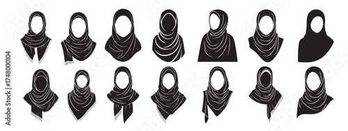  hijab silhouette white background 