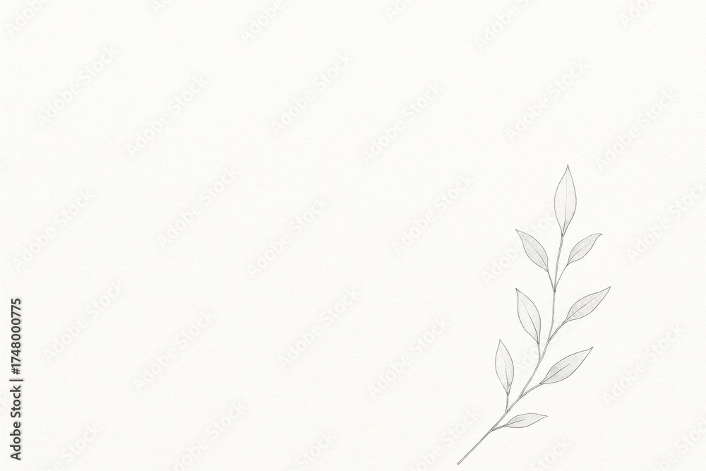 Naklejka premium Elegant simplicity: a botanical sketch of a delicate branch. The leaves showcase intricate details.
