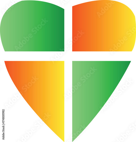 Free Download Vector Heart Logo with Cross and Colorful Gradient Quadrants - GFXLoad