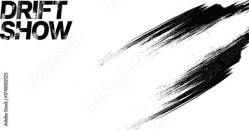 Vector art of drift show text with grunge brush strokes dynamic design element for motorsport events, posters, and promotional materials, conveying speed and action
