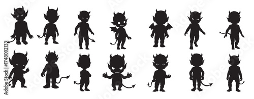 little devil silhouette white background 