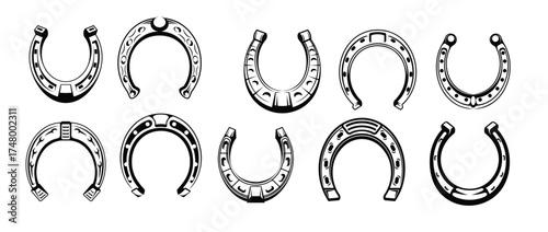 lucky horseshoes retro symbol for talisman design