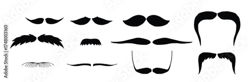 mustache trendy styles set moustache curly horseshoe 