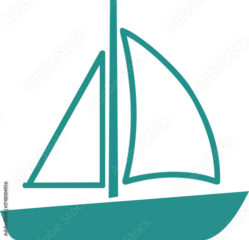Sailboat vector illustration, nautical marine transport icon for travel, sea adventure, sailing, tourism, and ocean transportation design