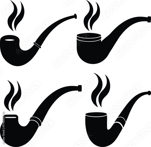Smoking Pipe Silhouette Icons