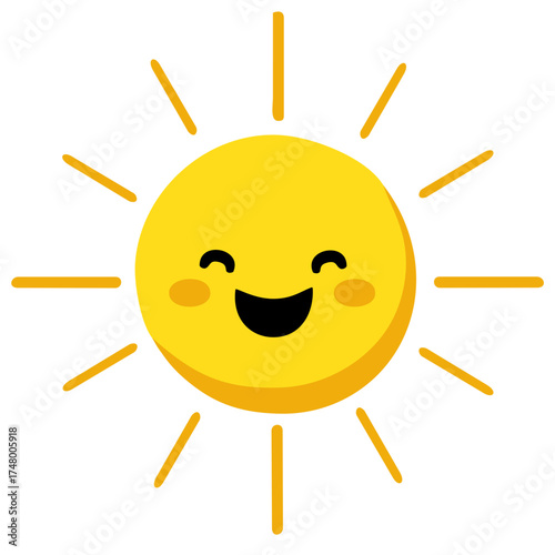 Sun smile illustration. Editable color vector
