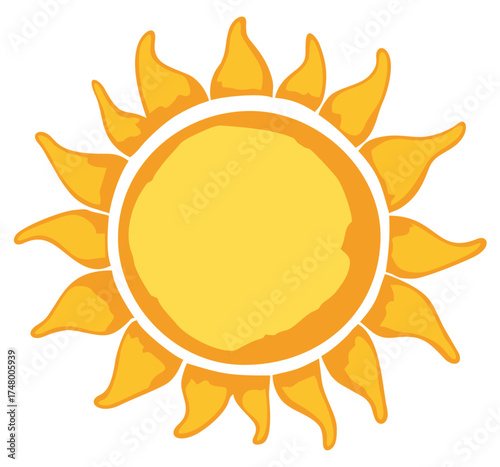 Vintage sun watercolor illustration. Editable color vector