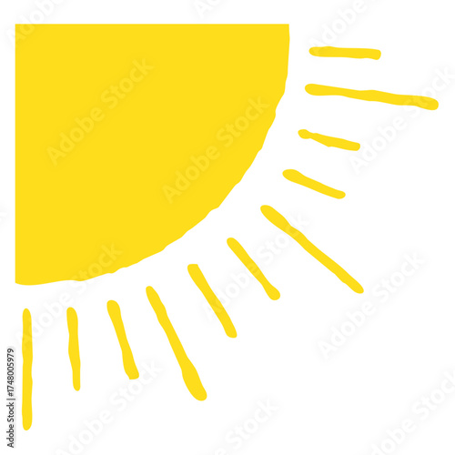 Sun corner border illustration. Editable color vector